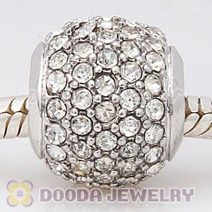 Platinum Plated European Clear Pave Lights Charm With Clear Crystal