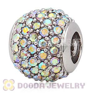 Platinum Plated European Clear Pave Lights Charm With Clear Crystal AB