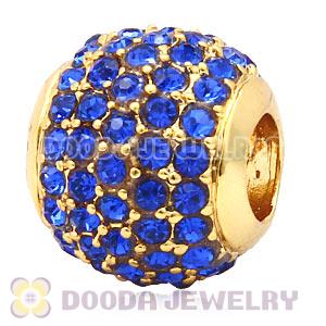 24 Karat Gold European Sapphire Pave Lights Charm With Sapphire Crystal