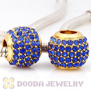 24 Karat Gold European Sapphire Pave Lights Charm With Sapphire Crystal