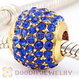 24 Karat Gold European Sapphire Pave Lights Charm With Sapphire Crystal