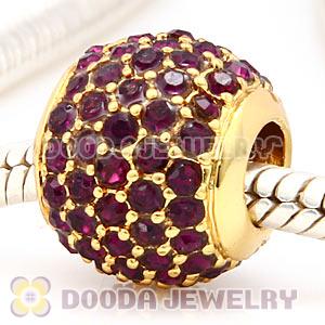 24 Karat Gold European Amethyst Pave Lights Charm With Amethyst Crystal