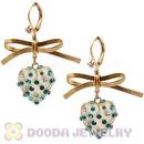Fashion Gold Plated Bowknot Crystal Heart Earrings Wholesale