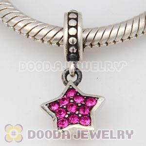 European Sterling Fuchsia Pave Star Dangle With Fuchsia Austrian Crystal