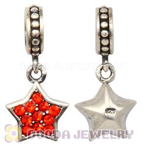 European Sterling Hyacinth Pave Star Dangle With Hyacinth Austrian Crystal