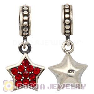 European Sterling Siam Pave Star Dangle With Siam Austrian Crystal