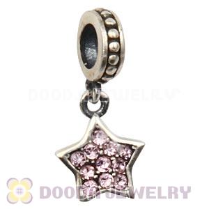 European Sterling Light Amethyst Pave Star Dangle With Light Amethyst Austrian Crystal