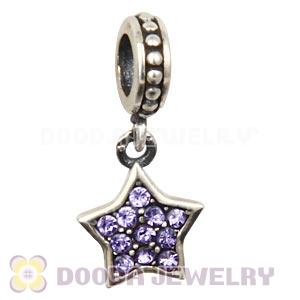 European Sterling Tanzanite Pave Star Dangle With Tanzanite Austrian Crystal