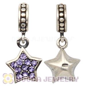 European Sterling Tanzanite Pave Star Dangle With Tanzanite Austrian Crystal