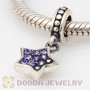 European Sterling Tanzanite Pave Star Dangle With Tanzanite Austrian Crystal