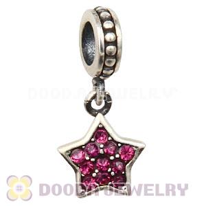 European Sterling Amethyst Pave Star Dangle With Amethyst Austrian Crystal