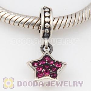 European Sterling Amethyst Pave Star Dangle With Amethyst Austrian Crystal