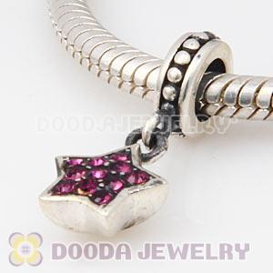 European Sterling Amethyst Pave Star Dangle With Amethyst Austrian Crystal