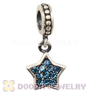 European Sterling Montana Pave Star Dangle With Montana Austrian Crystal