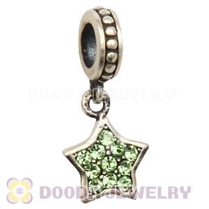 European Sterling Peridot Pave Star Dangle With Peridot Austrian Crystal