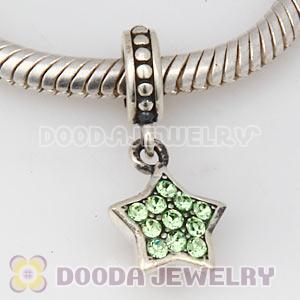 European Sterling Peridot Pave Star Dangle With Peridot Austrian Crystal