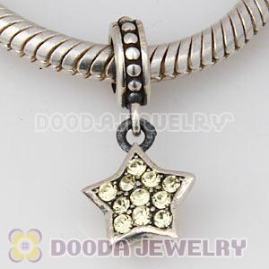 European Sterling Jonquil Pave Star Dangle With Jonquil Austrian Crystal