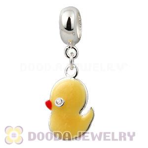 925 Sterling Silver European Enamel Dangle Duck Wholesale