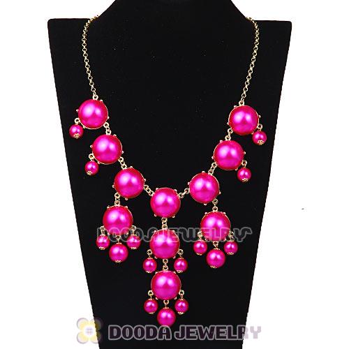 2013 Fashion Jewelry Dark Fuchsia Pearl Bubble Bib Statement Necklaces Wholesale