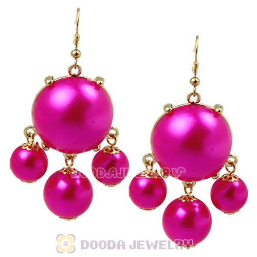 Fashion Gold Plated Dark Fuchsia Pearl Bubble Earrings Wholesale