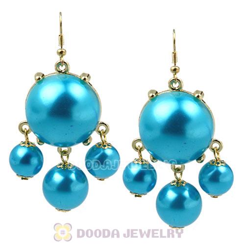 Fashion Gold Plated Special Blue Pearl Bubble Earrings Wholesale