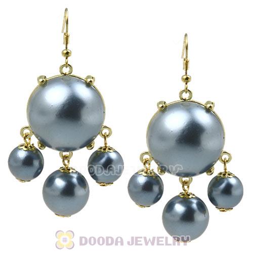 Fashion Gold Plated Grey Pearl Bubble Earrings Wholesale