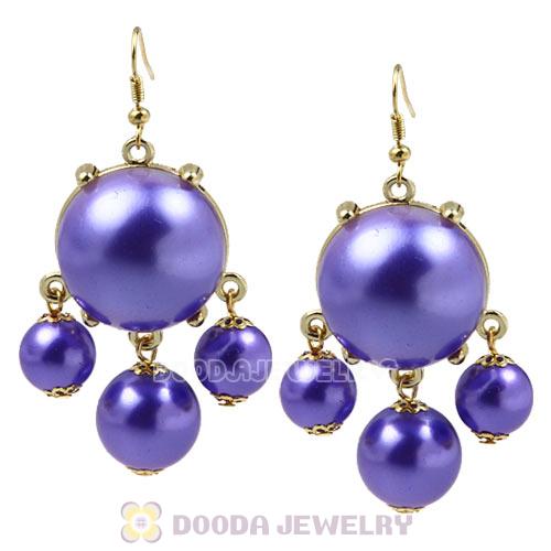 Fashion Gold Plated Dark Purple Pearl Bubble Earrings Wholesale