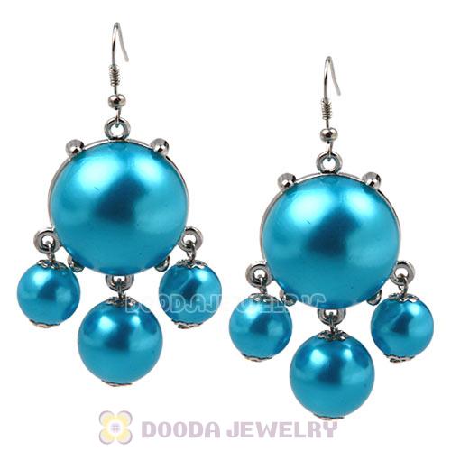 Fashion Silver Plated Special Blue Pearl Bubble Earrings Wholesale