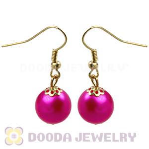 Fashion Gold Plated Dark Fuchsia Pearl Bubble Earrings Wholesale