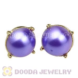 2013 Fashion Gold Plated Dark Purple Pearl Bubble Stud Earrings Wholesale