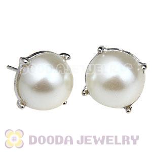 2013 Fashion Silver Plated Cream Pearl Bubble Stud Earrings Wholesale