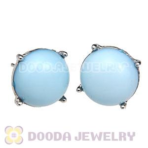 2013 Fashion Silver Plated Morning Sky Blue Bubble Stud Earrings Wholesale