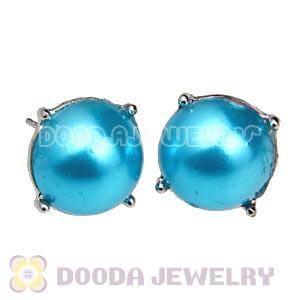 2013 Fashion Silver Plated Special Blue Pearl Bubble Stud Earrings Wholesale