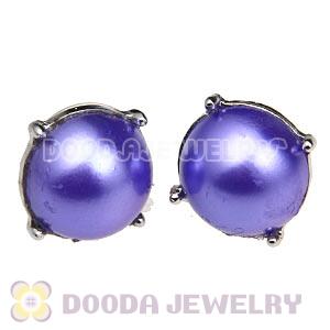 2013 Fashion Silver Plated Dark Purple Pearl Bubble Stud Earrings Wholesale