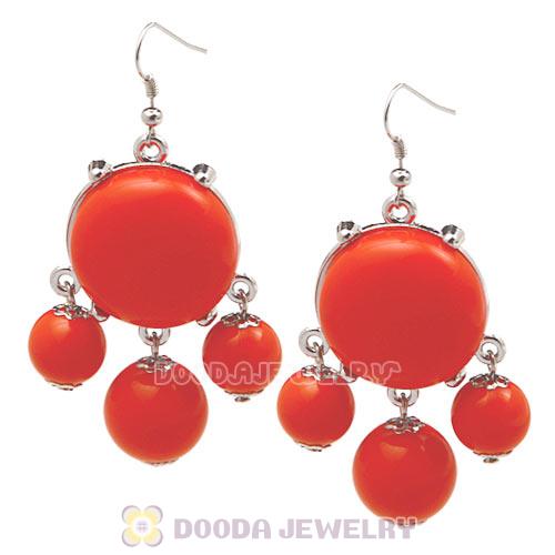 Fashion Silver Plated Drop Orange Bubble Earrings Wholesale
