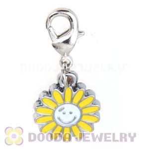 Platinum Plated Enamel European Jewelry Sunflower Charms Wholesale
