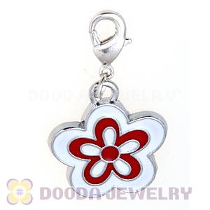 Platinum Plated Enamel European Jewelry Flower Charms Wholesale