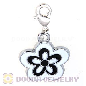 Platinum Plated Enamel European Jewelry Flower Charms Wholesale