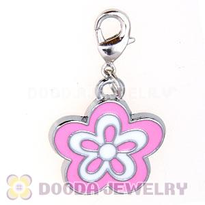 Platinum Plated Enamel European Jewelry Flower Charms Wholesale