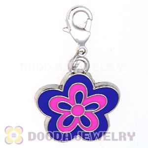 Platinum Plated Enamel European Jewelry Flower Charms Wholesale