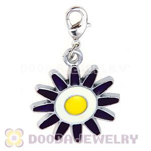 Platinum Plated Enamel European Jewelry Flower Charms Wholesale