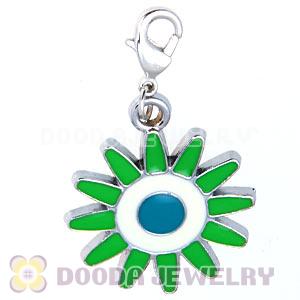 Platinum Plated Enamel European Jewelry Flower Charms Wholesale