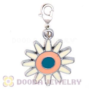 Platinum Plated Enamel European Jewelry Flower Charms Wholesale