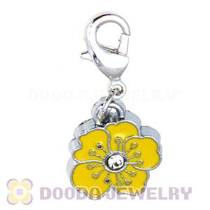 Platinum Plated Enamel European Jewelry Flower Charms Wholesale