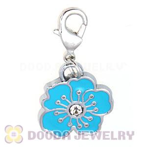 Platinum Plated Enamel European Jewelry Flower Charms Wholesale