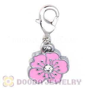 Platinum Plated Enamel European Jewelry Flower Charms Wholesale