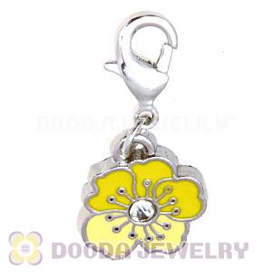 Platinum Plated Enamel European Jewelry Flower Charms Wholesale