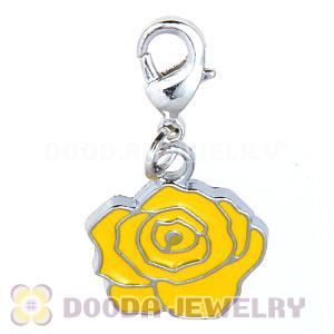 Platinum Plated Enamel European Jewelry Flower Charms Wholesale