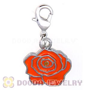 Platinum Plated Enamel European Jewelry Flower Charms Wholesale