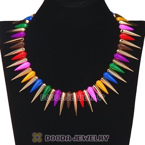 Gothic Punk Rock Jewelry Enamel Rivet Spike Choker Necklace